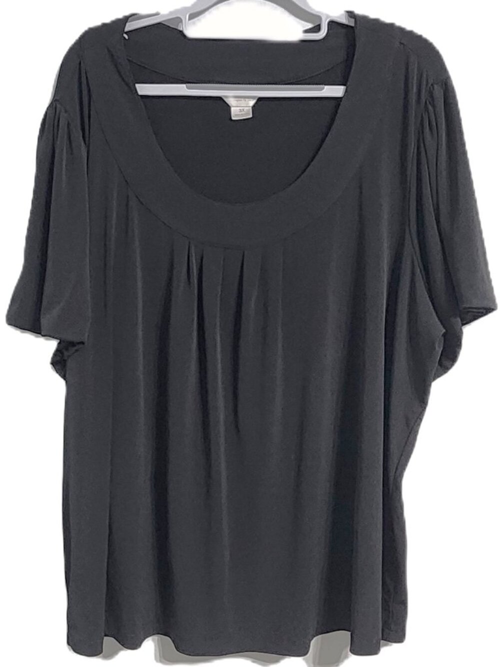 C.J. Banks Black Pleated Flutter Sleeve Blouse 3X